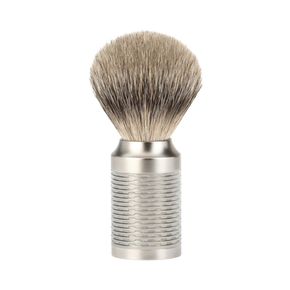 Partasuti Rocca Silvertip Badger Matte Silver